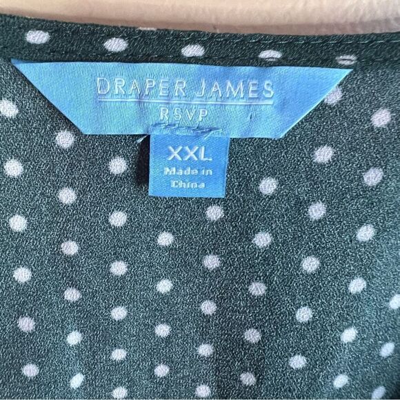 NWT‎ Draper James RSVP Womens Blouse Bodysuit Green Polka Dots Size XXL Career - Picture 3 of 7